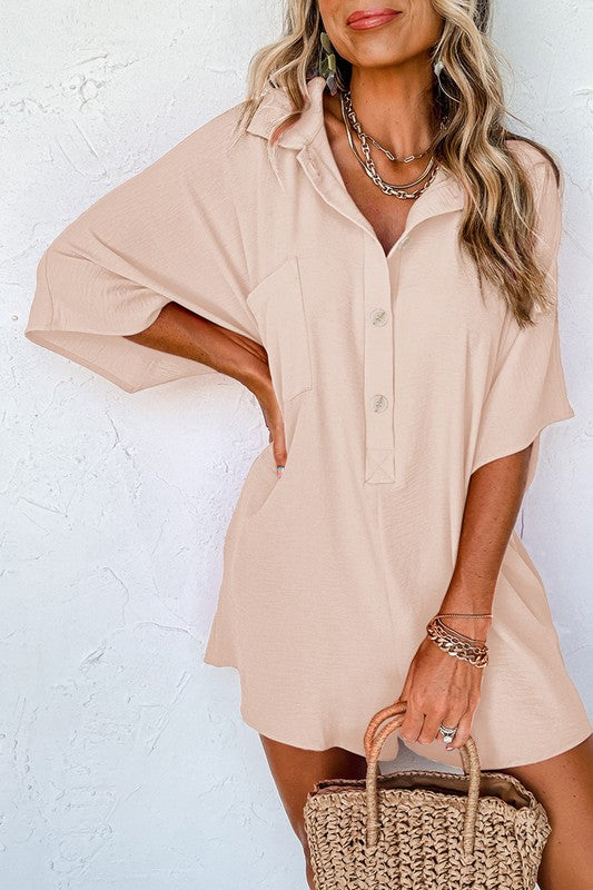 Women Half Button Collared Loose Romper