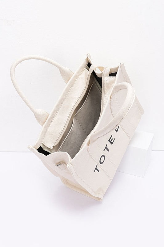 Cotton Canvas Convertible Small Tote Bag