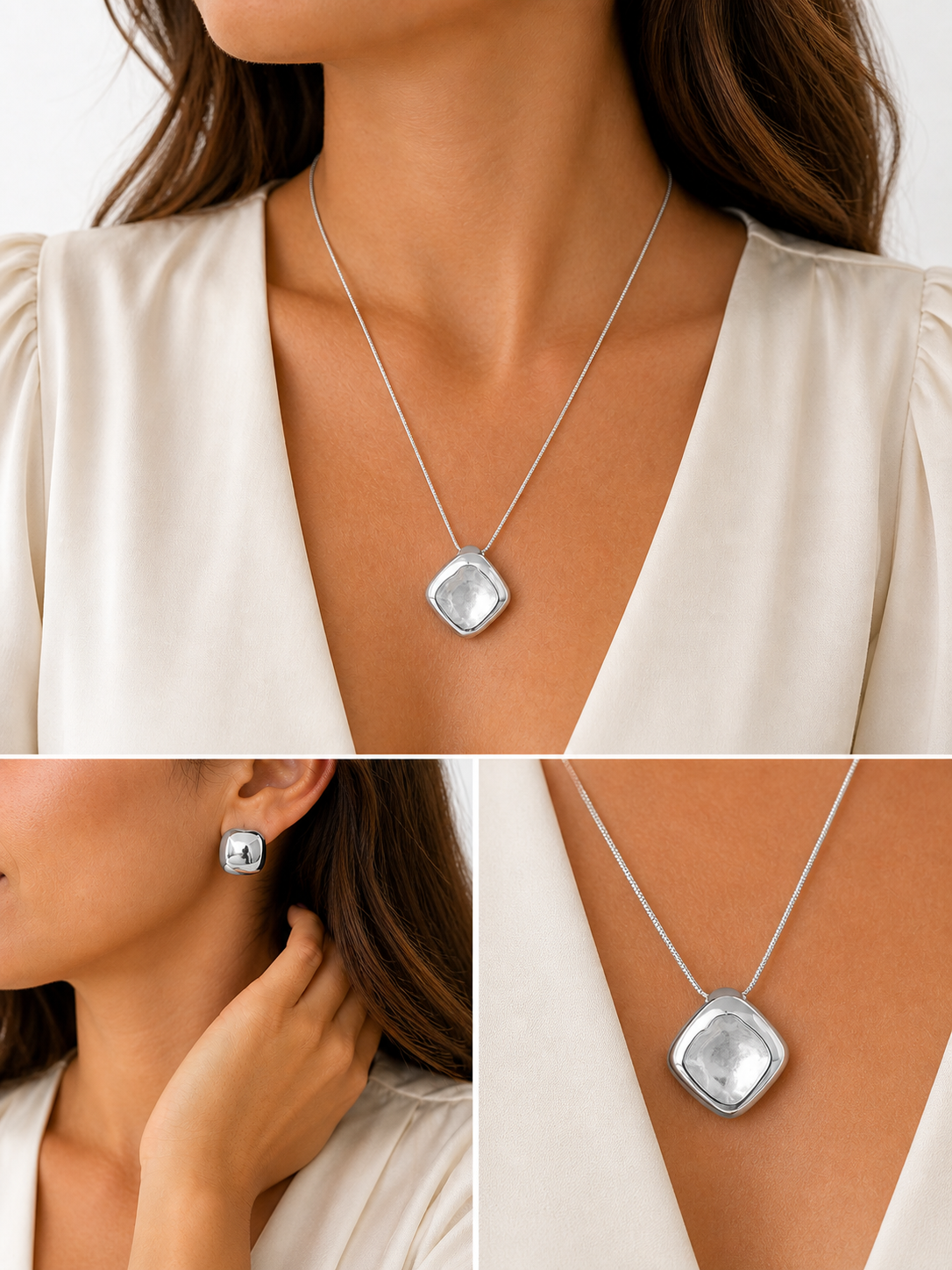 Set Aura Silver / Set Aura Gold ✨Set collar y aretes—