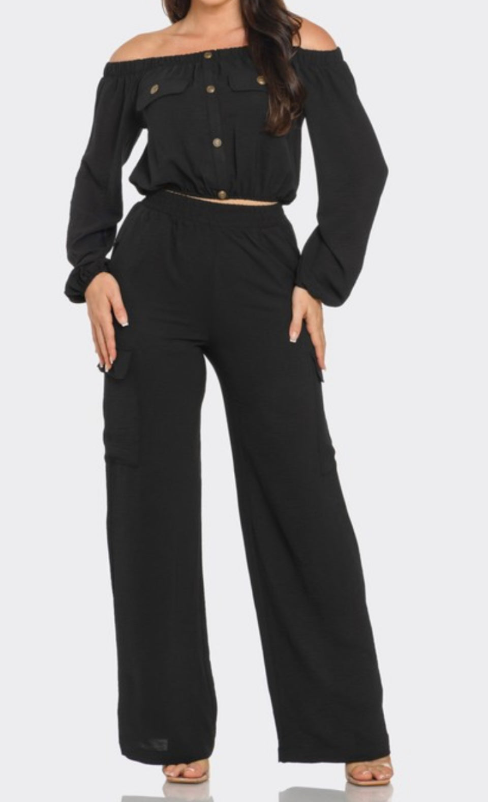 Conjunto de blusa y pantalón largo negro