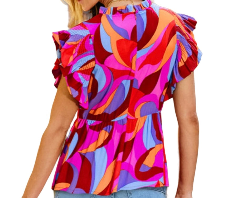 Blouse Orange Abstract